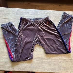 Aviator Nation velour track pants - size small- grayish with stripes